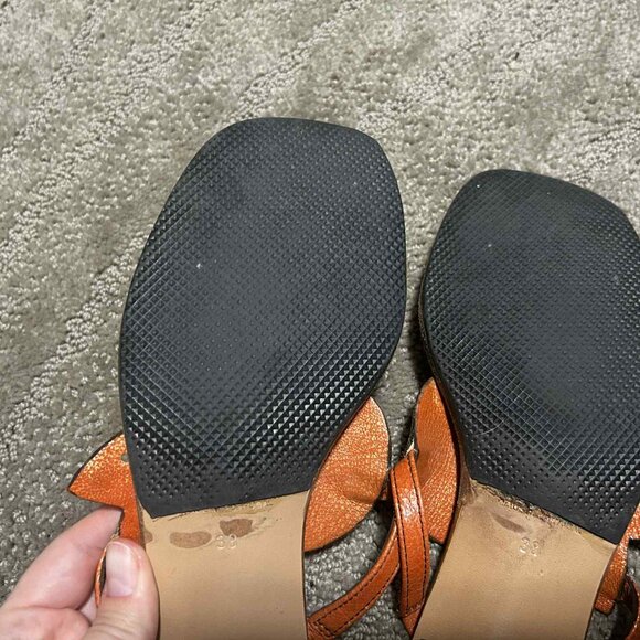 Coccinelle Orange Leather Sandals | Size 38 | Made in Portugal | Chic Summer Sli - Picture 3 of 4